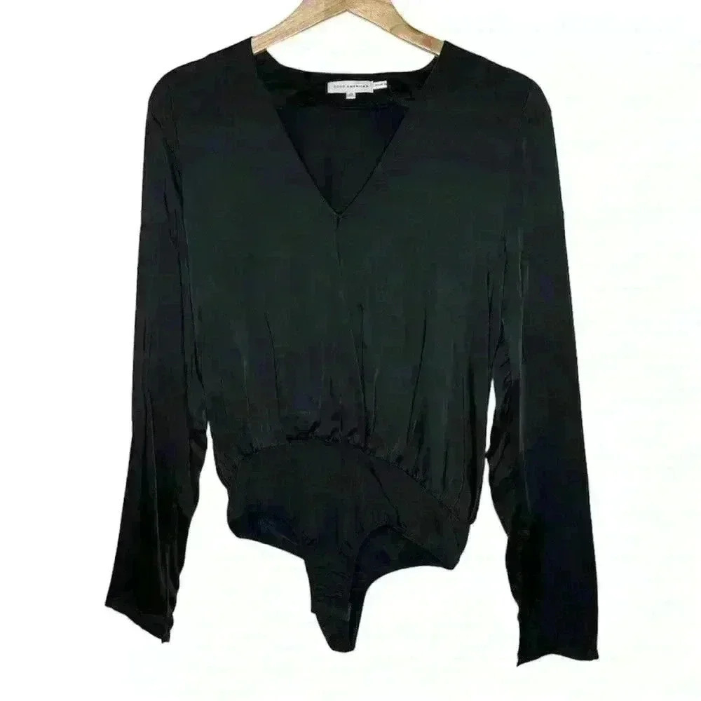 Good American Satin Wrap Bodysuit Black Size XS - Picture 4 of 8